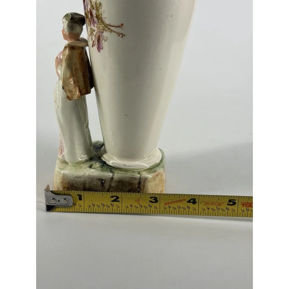 Antique Victorian porcelain figural spill vase lady floral Germany Austria 2981